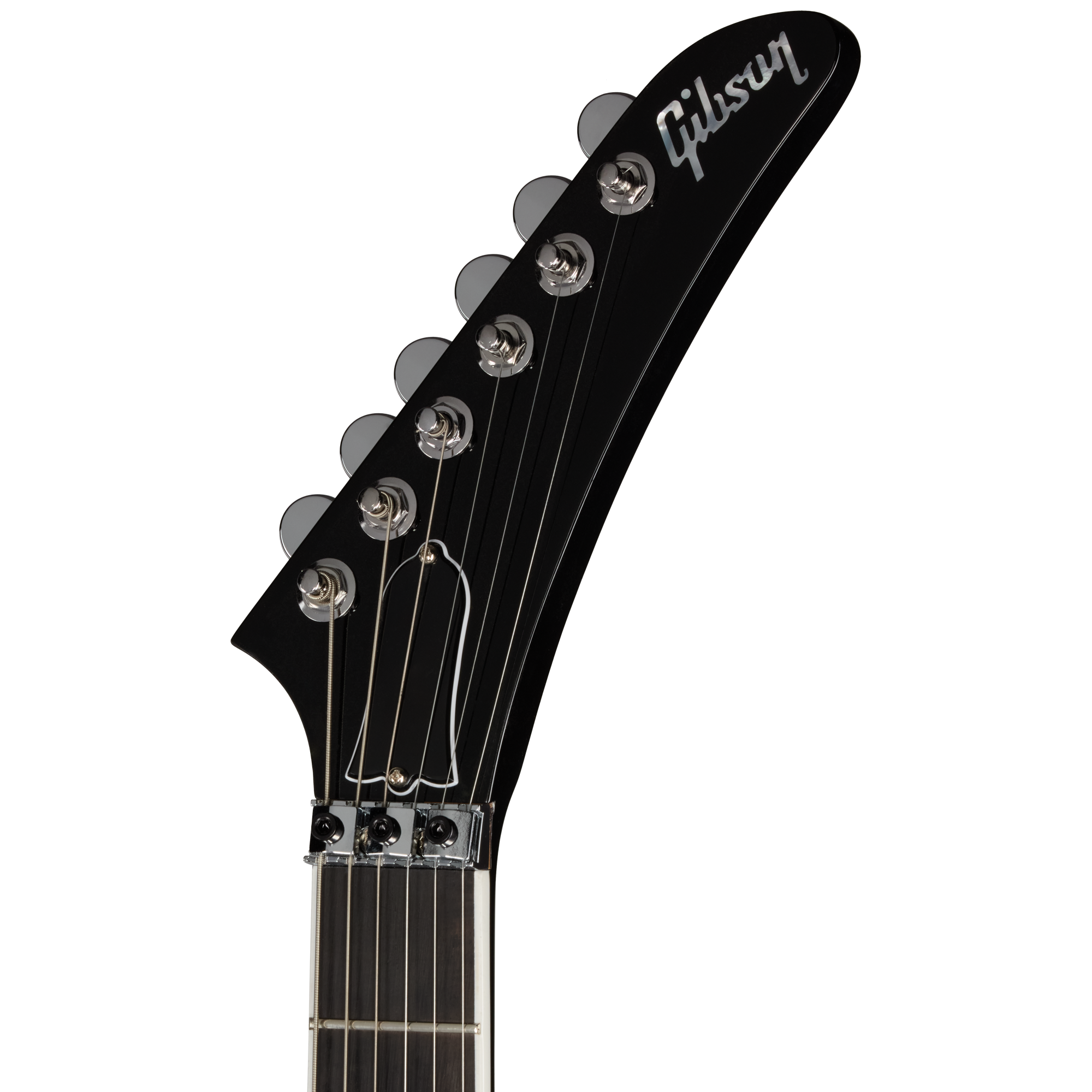 E-Gitarren-Kopfplatte, schwarzes Finish, sechs Saiten, Chrom-Mechaniken, Feststellmechaniken